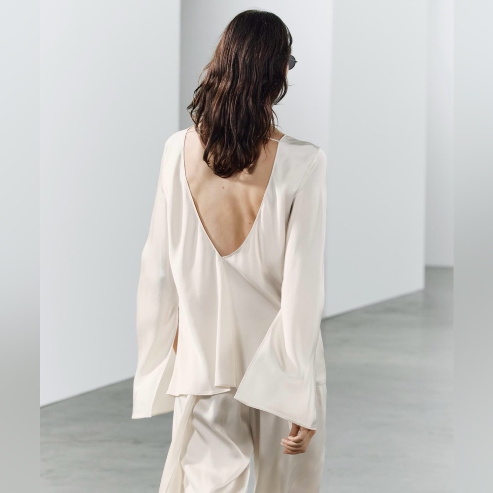 Open Back Satin Effect Top